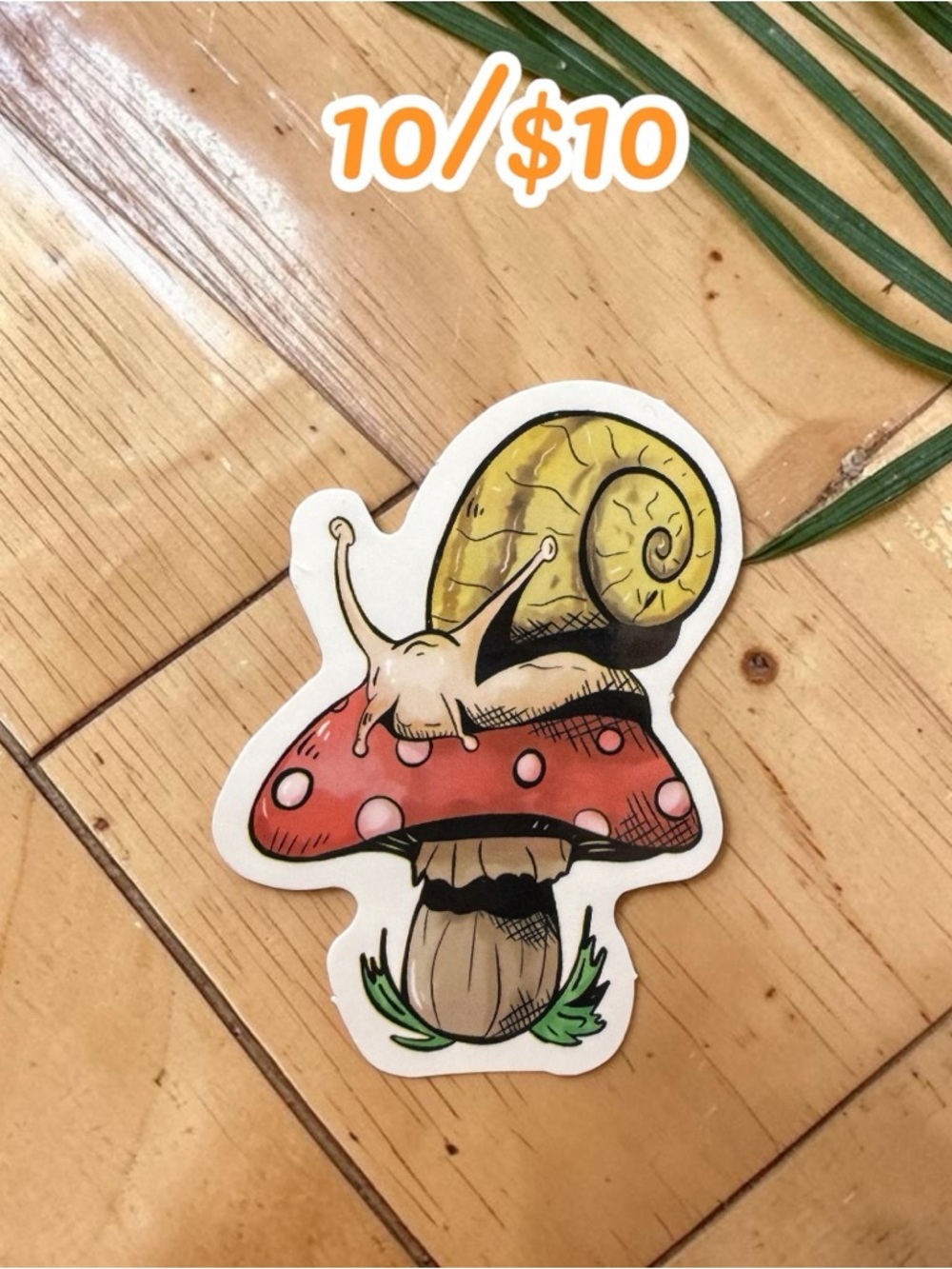 Snail on Mushroom Sticker – Cute Cottagecore Snail Vinyl Decal Woodland Fantasy
